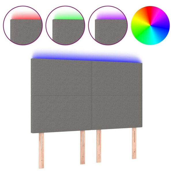 LED-es Fejtámla - Sötétszürke Szövet - 144x5x118/128cm