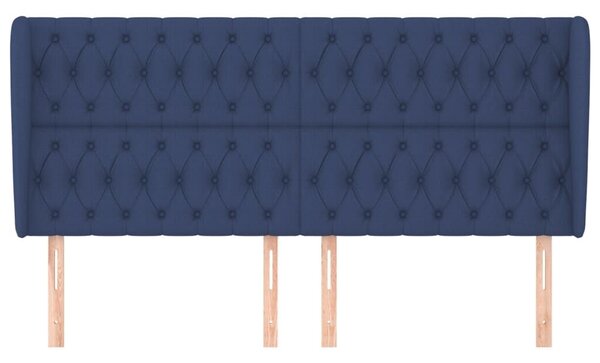 Kék szövet fejtámla szárnyakkal 203x23x118/128 cm