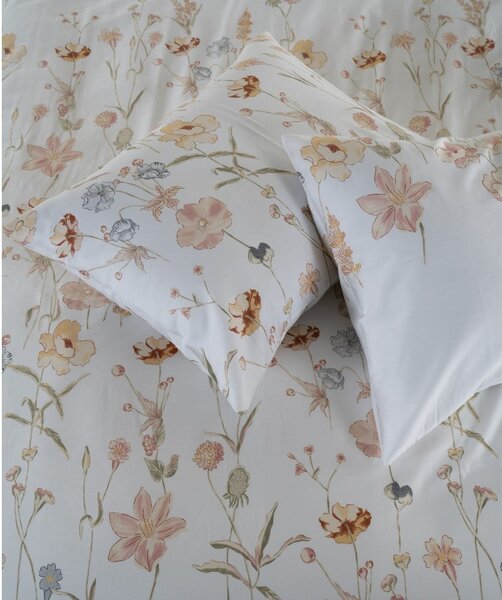 Fehér egyszemélyes pamut-szatén ágyneműhuzat 140x200 cm Ivory Garden Floral – Mila Home Luxury