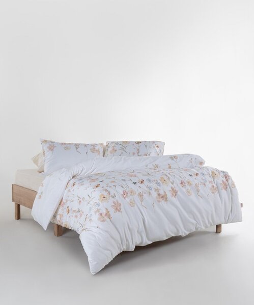 Fehér egyszemélyes pamut-szatén ágyneműhuzat 140x200 cm Ivory Garden Floral – Mila Home Luxury