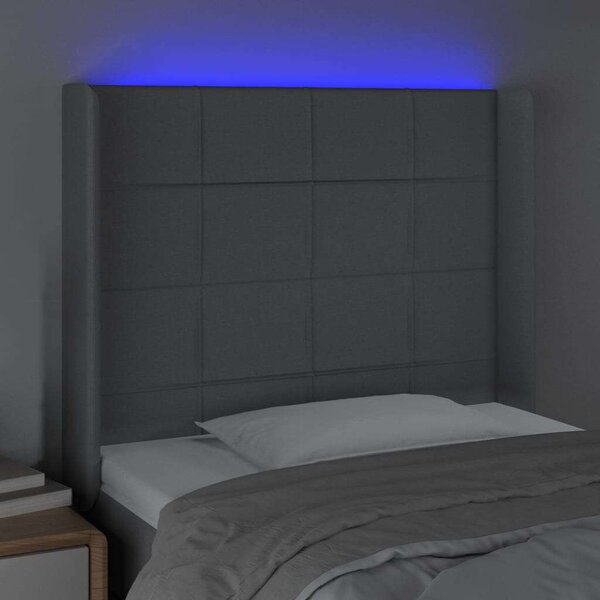 Világosszürke szövet led-es fejtámla 103x16x118/128 cm