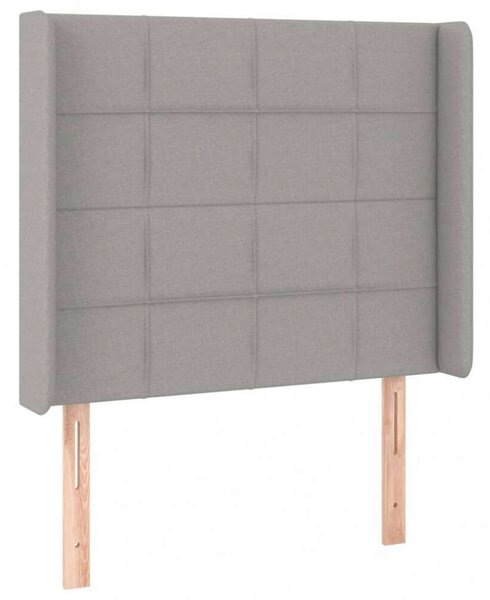 Világosszürke szövet led-es fejtámla 103x16x118/128 cm