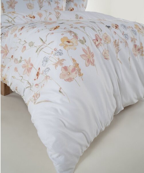 Fehér egyszemélyes pamut-szatén ágyneműhuzat 140x200 cm Ivory Garden Floral – Mila Home Luxury