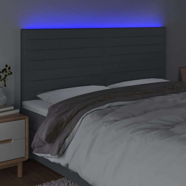 LED Fejtámla - Sötétszürke Szövet - 200x128cm