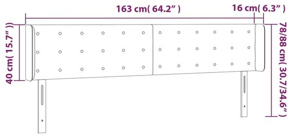 Bársony LED Fejtámla - Világosszürke - 163cm