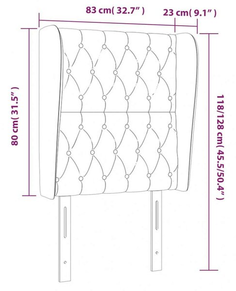 Elegáns Szövet Fejtámla Szárnyakkal - Krémszín - 83x23x118/128cm