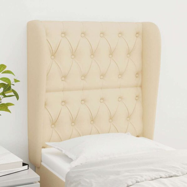Elegáns Szövet Fejtámla Szárnyakkal - Krémszín - 83x23x118/128cm