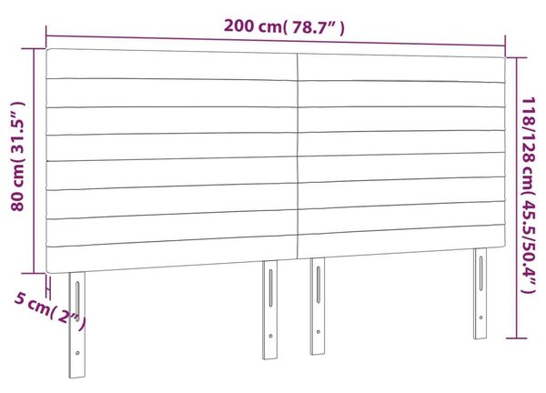 LED Fejtámla - Sötétszürke Szövet - 200x128cm