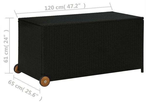 Kerti Tárolóláda - Polyrattan - Fekete - 120x65x61 cm