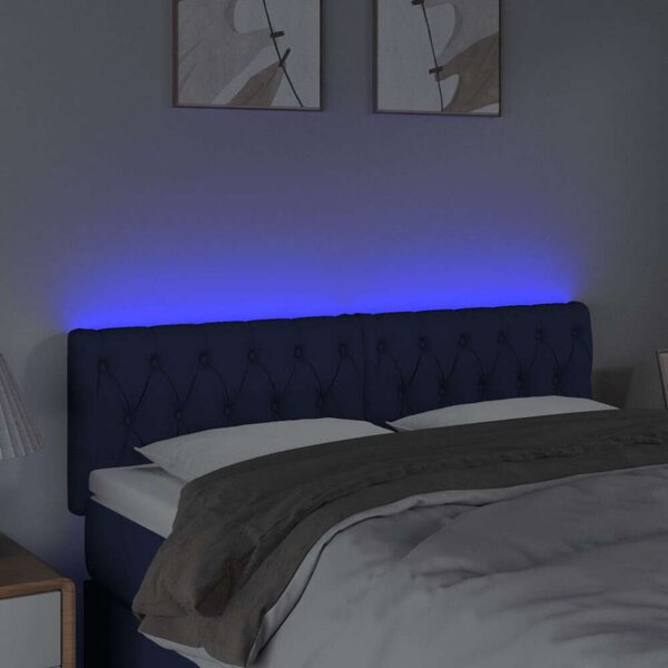VIDAXL Kék Szövet Fejtámla LED Világítással - 144x7x78/88cm