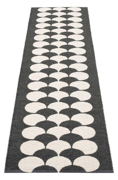 Fekete-krémszínű kültéri-beltéri futószőnyeg 70x250 cm Poppy Black Vanilla – Pappelina
