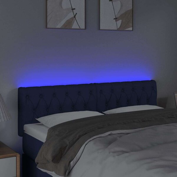 VIDAXL Kék Szövet Fejtámla LED Világítással - 144x7x78/88cm