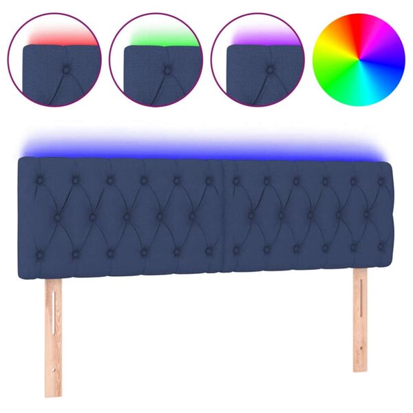 VIDAXL Kék Szövet Fejtámla LED Világítással - 144x7x78/88cm