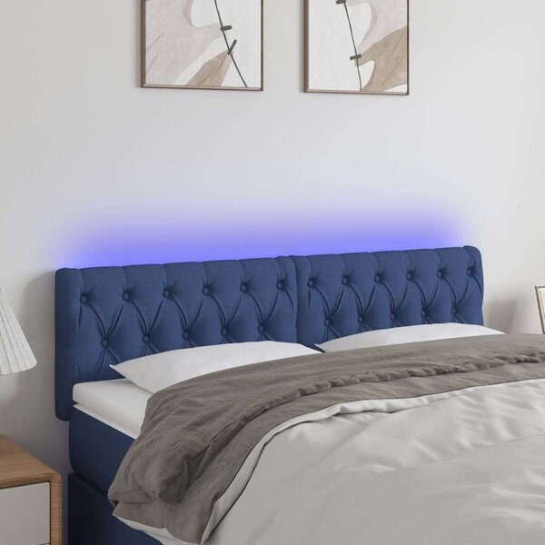 VIDAXL Kék Szövet Fejtámla LED Világítással - 144x7x78/88cm