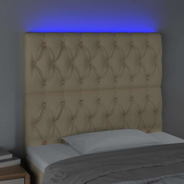 VIDAXL Fejtámla - Krémszínű Szövet - LED Világítás - 100x7x118/128 cm
