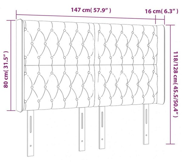 LED-es Fejtámla - Fekete Szövet - 147x16x118/128cm