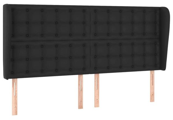 VIDAXL - Ágyfejtámla - Műbőr - Fekete - 163x23x118/128cm