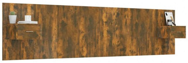Modern Ágyfejtámla Szekrényekkel - Füstös Tölgy - 240cm