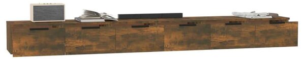 2 db füstös tölgy színű szerelt fa faliszekrény 102x30x20 cm