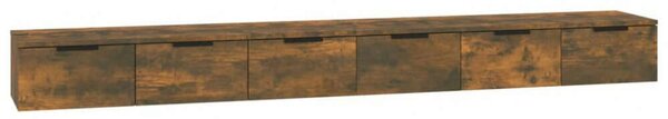 2 db füstös tölgy színű szerelt fa faliszekrény 102x30x20 cm