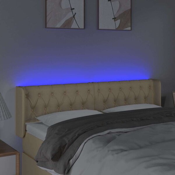 Krémszínű szövet led-es fejtámla 163 x 16 x 78/88 cm