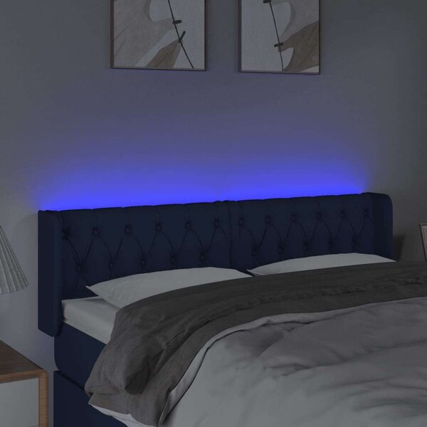 Kék szövet led-es fejtámla 147 x 16 x 78/88 cm