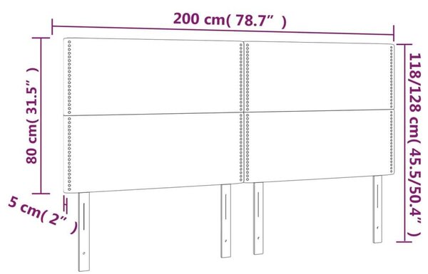 Fekete szövet led-es fejtámla 200x5x118/128 cm