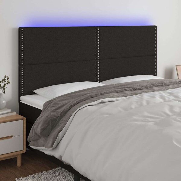 Fekete szövet led-es fejtámla 200x5x118/128 cm