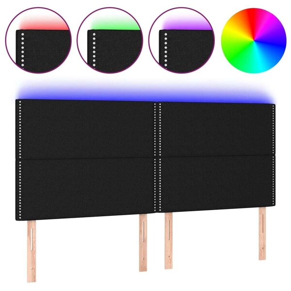 Fekete szövet led-es fejtámla 200x5x118/128 cm