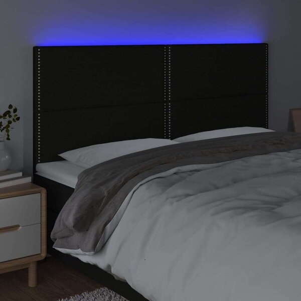 Fekete szövet led-es fejtámla 200x5x118/128 cm