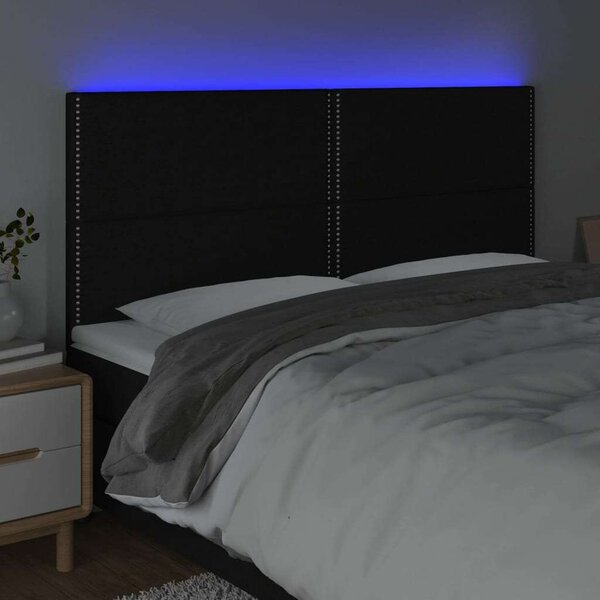 Fekete szövet led-es fejtámla 200x5x118/128 cm