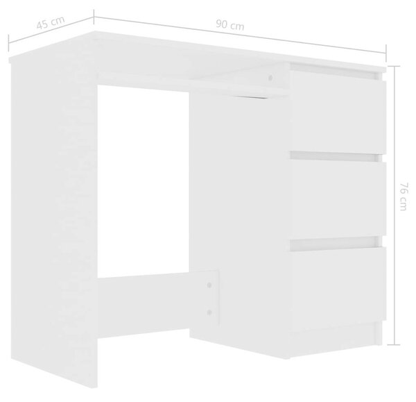 VidaXL forgácslap íróasztal 90 x 45 x 76 cm, fehér