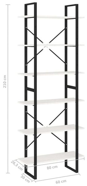 PolcMax - Fehér Fenyőfa Polcrendszer - 6 Polc - 80x30x210 cm