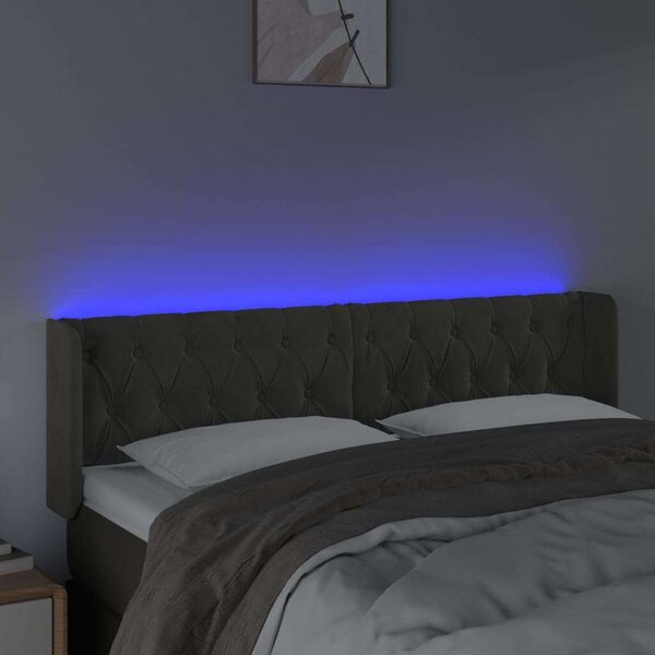 Bársony LED Fejtámla - Sötétszürke - 147cm