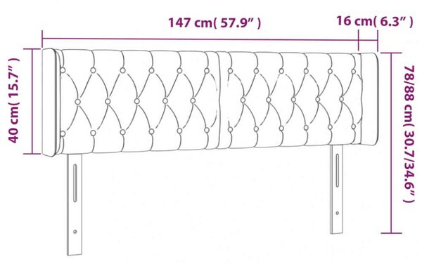 Bársony LED Fejtámla - Sötétszürke - 147cm