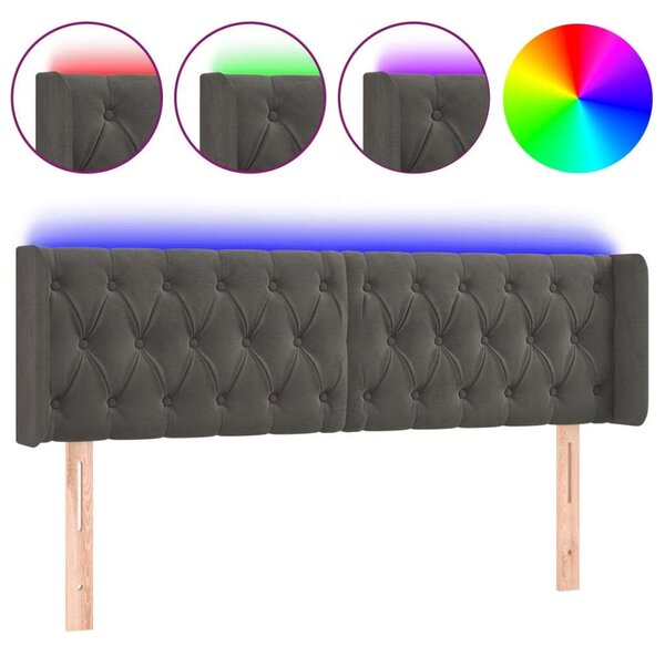 Bársony LED Fejtámla - Sötétszürke - 147cm
