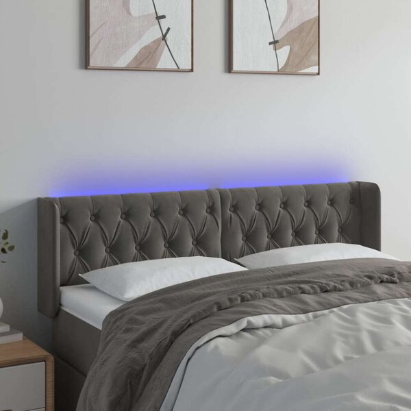 Bársony LED Fejtámla - Sötétszürke - 147cm