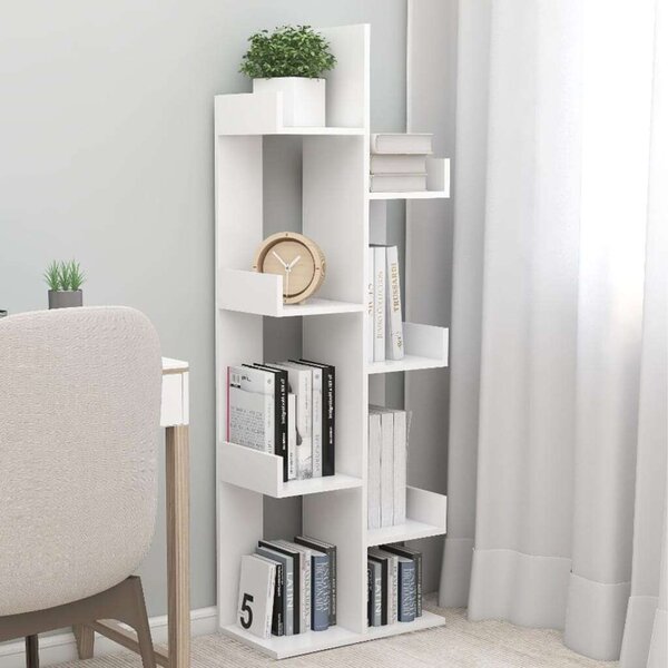Modern Fehér Könyvespolc - 8 Rekeszes - 140 cm