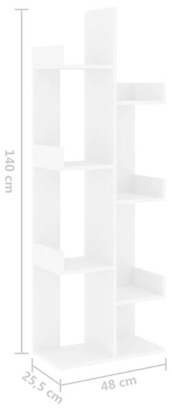 Modern Fehér Könyvespolc - 8 Rekeszes - 140 cm