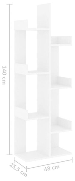 Modern Fehér Könyvespolc - 8 Rekeszes - 140 cm