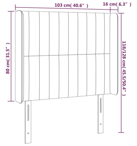 VidaXL fekete szövet LED-es fejtámla 103x16x118/128 cm