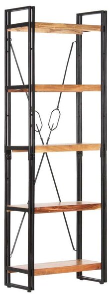 Akácfa Könyvespolc - Ipari Stílus - 5 Polc - 60x30x180 cm