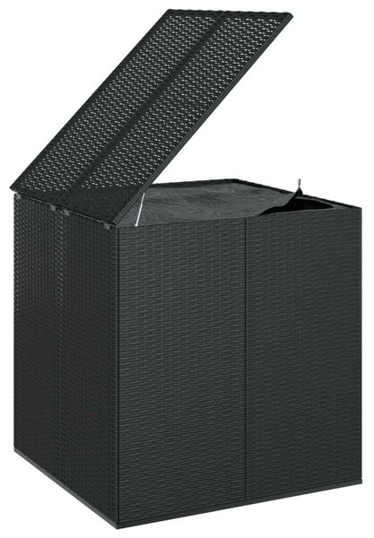 Polyrattan Kert Párna Tároló - Fekete - 100x97,5x104 cm