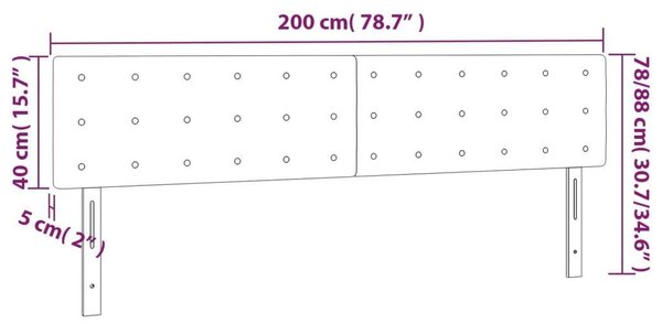 Krémszínű szövet led-es fejtámla 200x5x78/88 cm