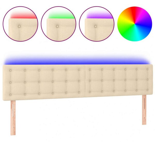 Krémszínű szövet led-es fejtámla 200x5x78/88 cm