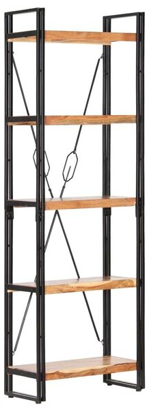 Akácfa Könyvespolc - Ipari Stílus - 5 Polc - 60x30x180 cm