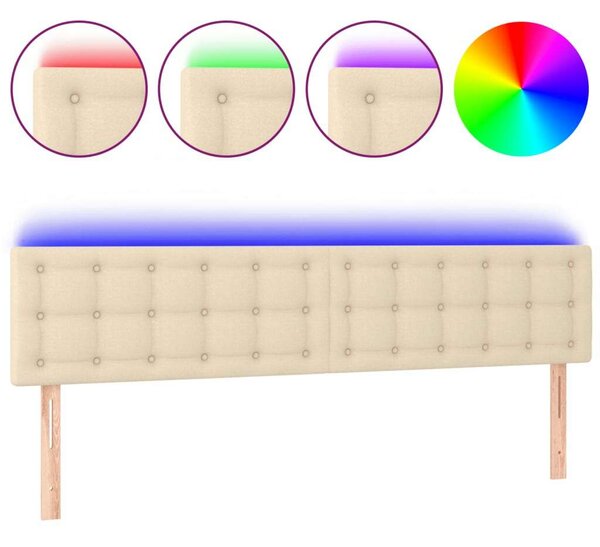Krémszínű szövet led-es fejtámla 200x5x78/88 cm