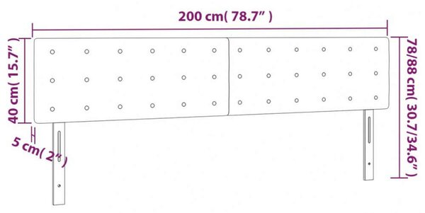 Krémszínű szövet led-es fejtámla 200x5x78/88 cm
