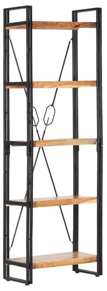 Akácfa Könyvespolc - Ipari Stílus - 5 Polc - 60x30x180 cm