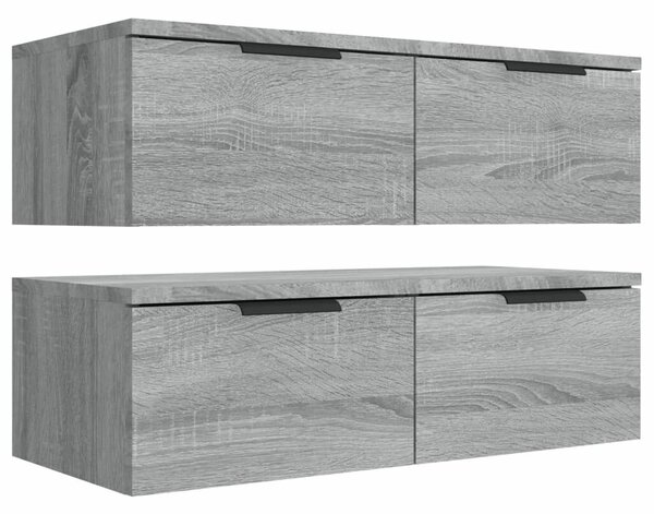 2 db szürke sonoma szerelt fa fali szekrény 68 x 30 x 20 cm